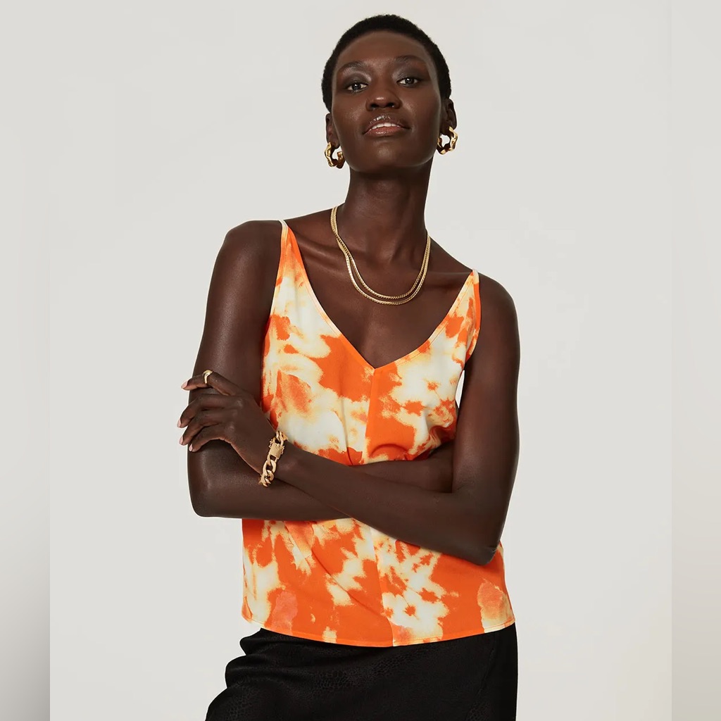 Thakoon Orange Tie Dye Slip Tank